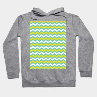 Yellow, Aqua Blue and White Chevron Zigzag Pattern Hoodie